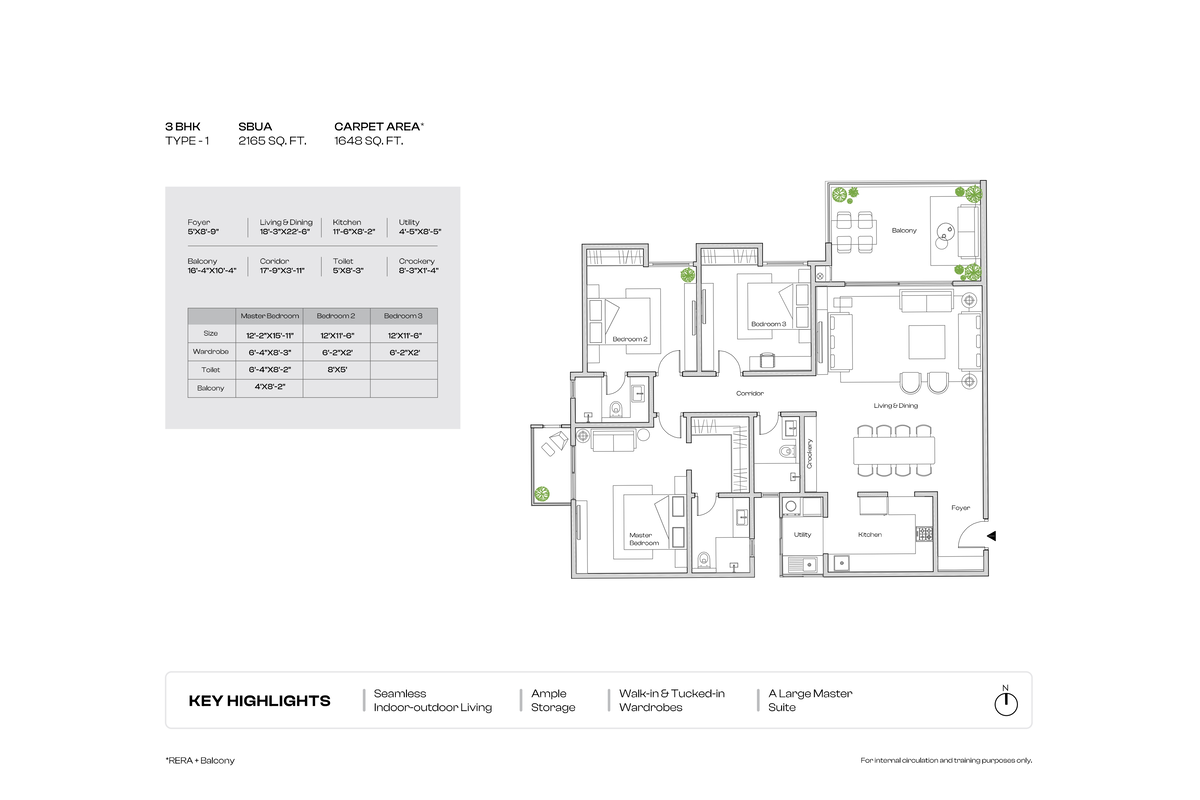 assetz kudlu 3 bhk type 1 floor plan