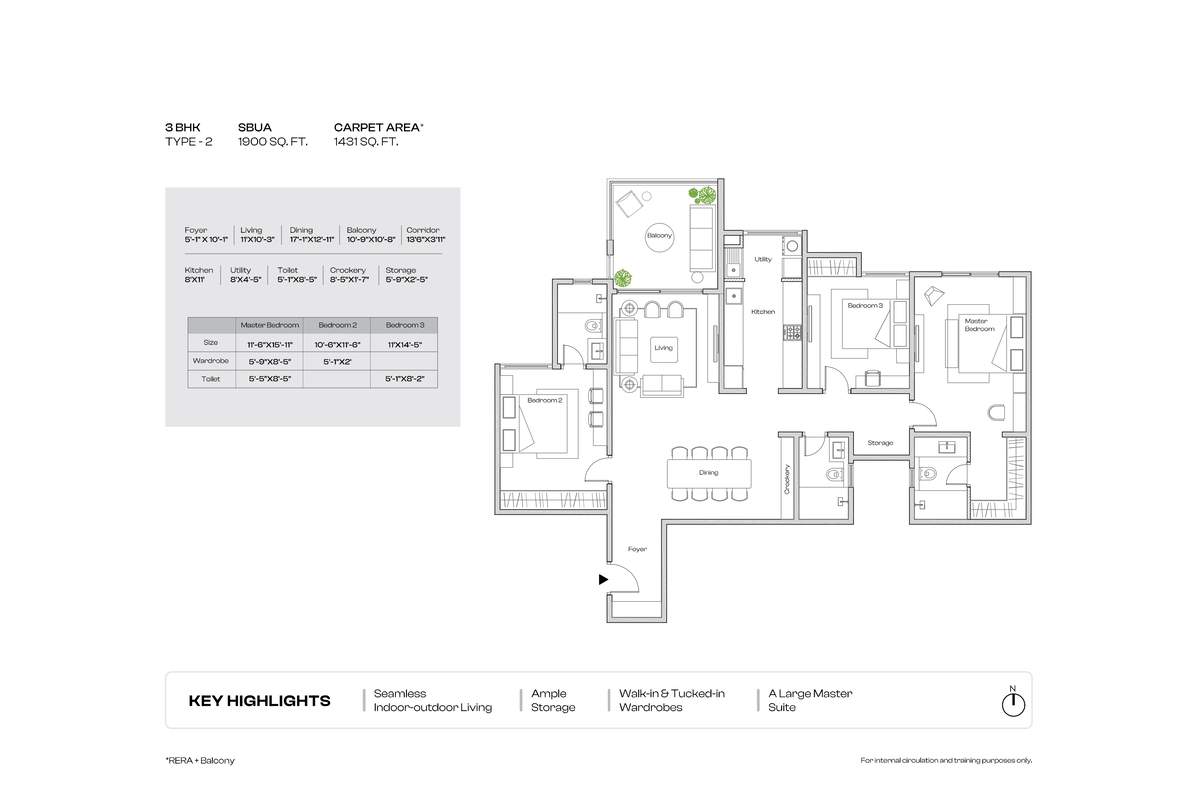 assetz kudlu 3 bhk type 2 floor plan